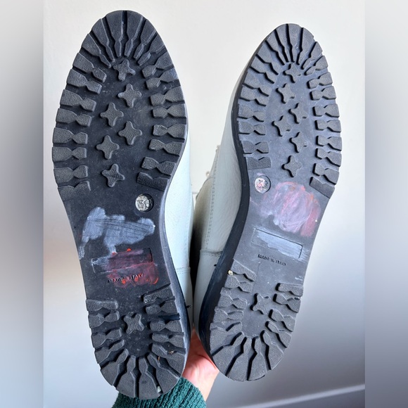 MADE IN ITALY White Leather/Suede Lace Up Boots - Picture 6 of 11